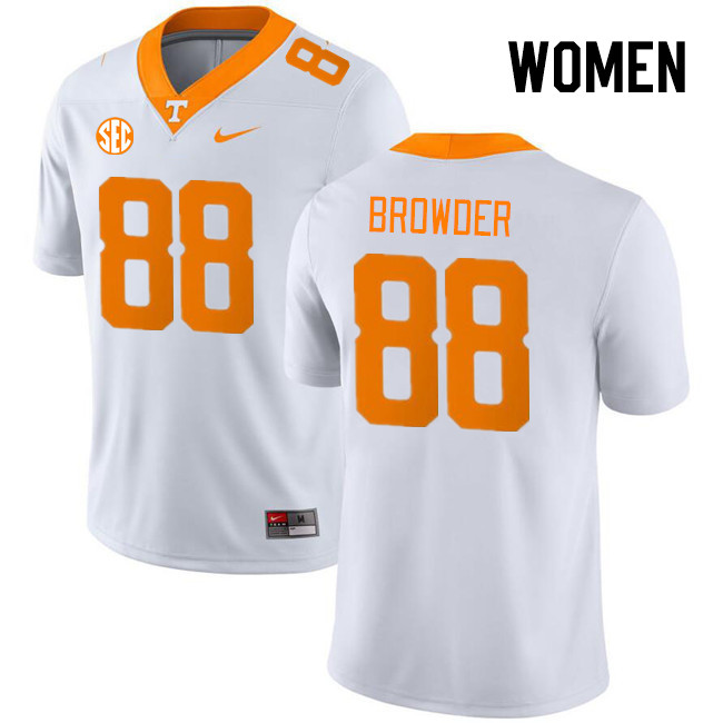 Women #88 Charlie Browder Tennessee Volunteers College Football Jerseys Stitched Sale-White - Click Image to Close